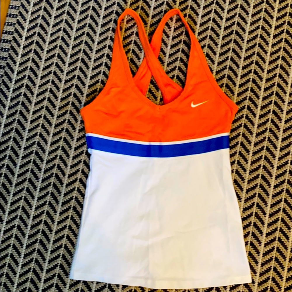 Nike, Dri-Fit tank, white, blue, orange